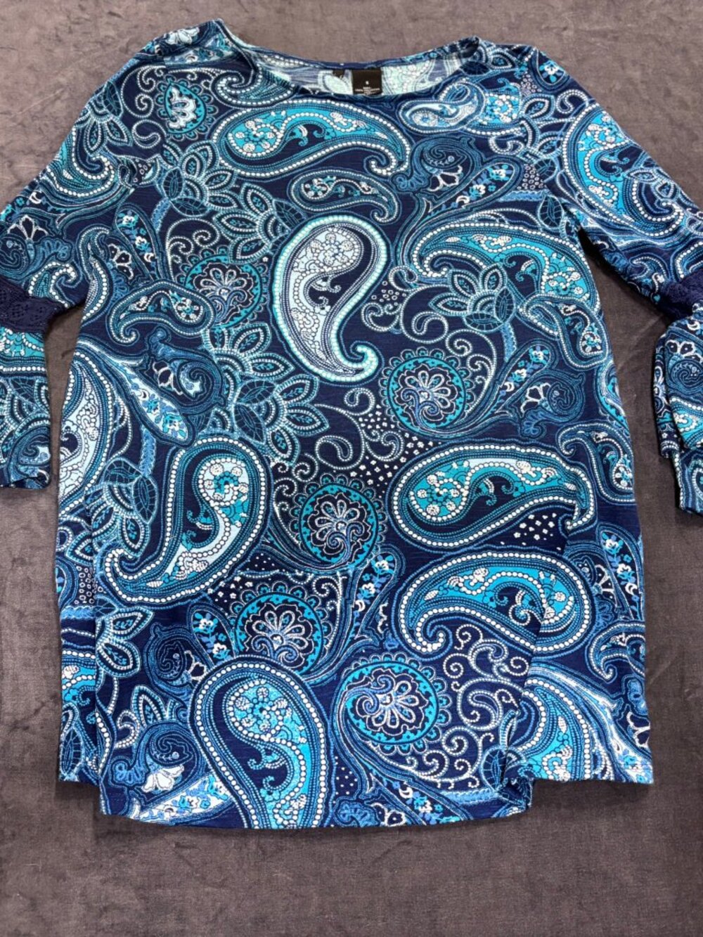 Y2K Paisley Bell Sleeve Top Size S
